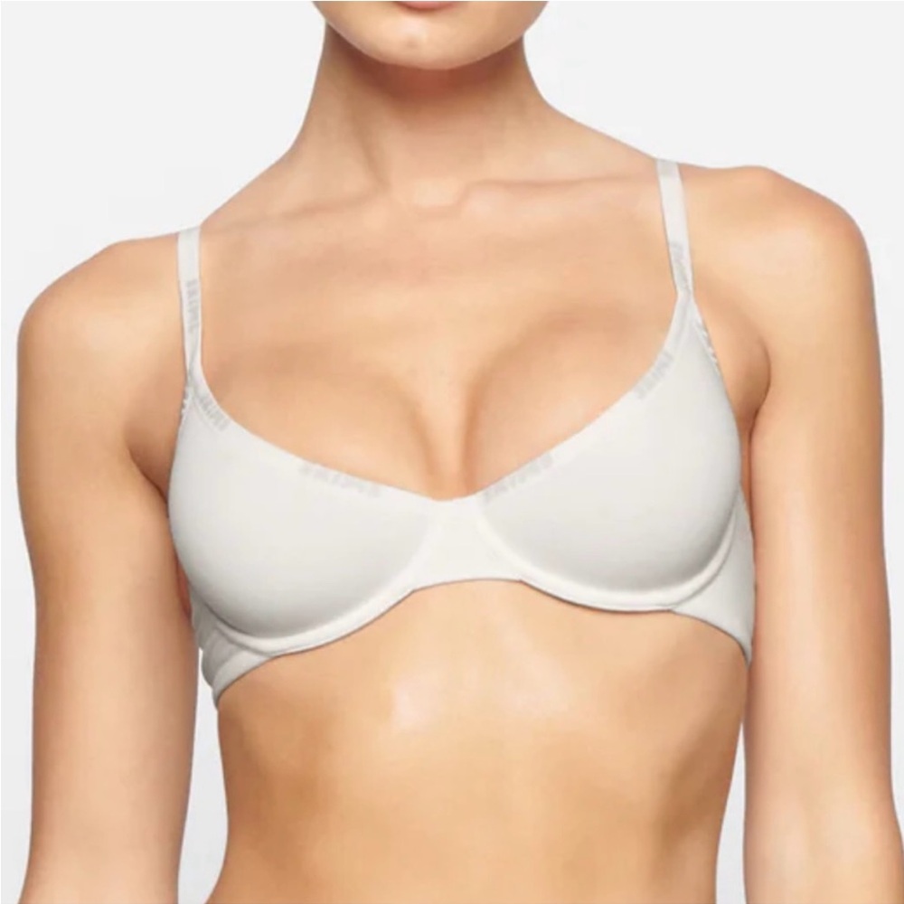 Skims Cotton Logo Underwire Demi Bra in Marble